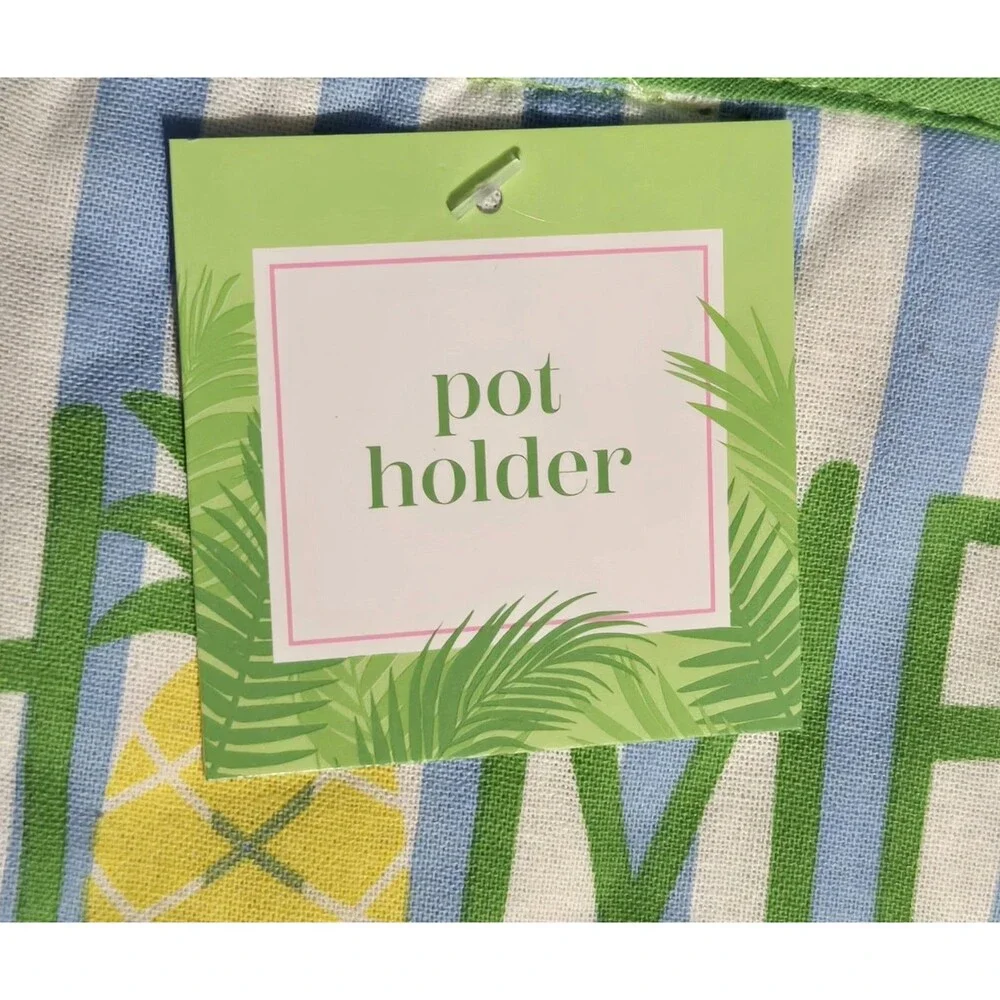 4pc Home is Where the Sun Shines Kitchen Set: Oven Mitt Potholder + 2 Towels